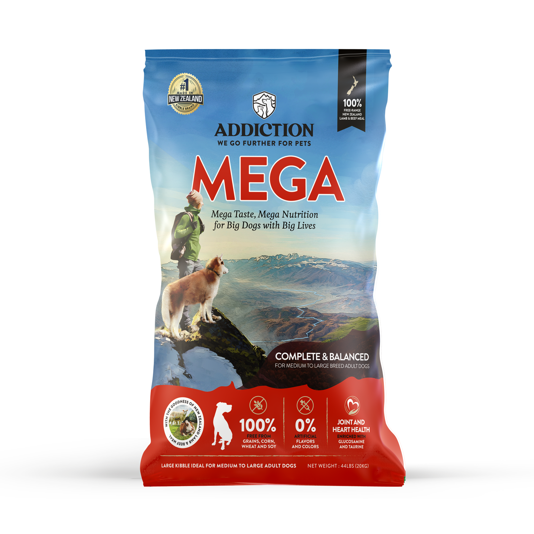 Addiction MEGA, Complete & Balanced, Lamb & Beef Dry Dog food for Medium to Large Dog