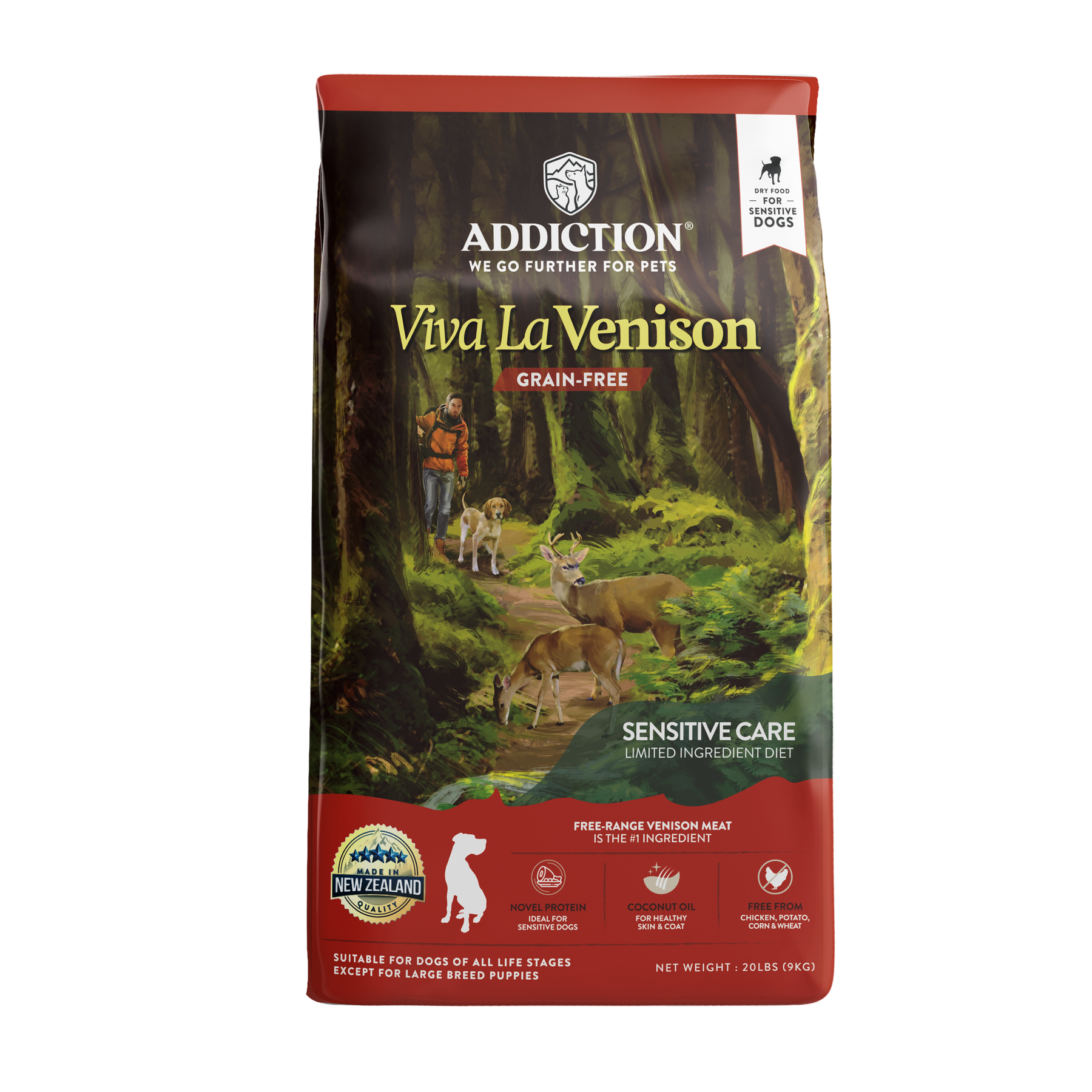 Addiction Viva La Venison, Sensitive Care, Novel Protein Dry Dog Food