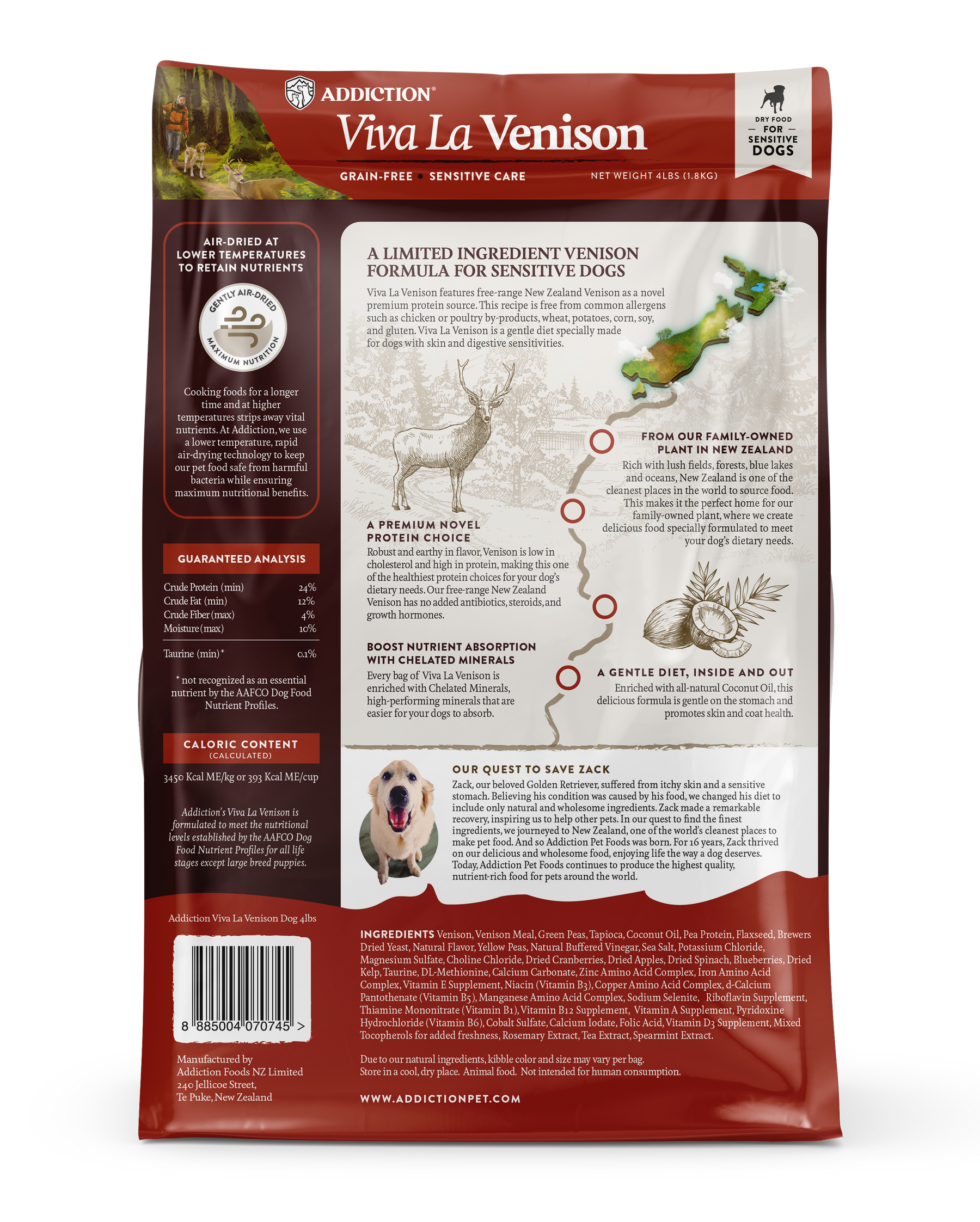 Addiction Viva La Venison, Sensitive Care, Novel Protein Dry Dog Food