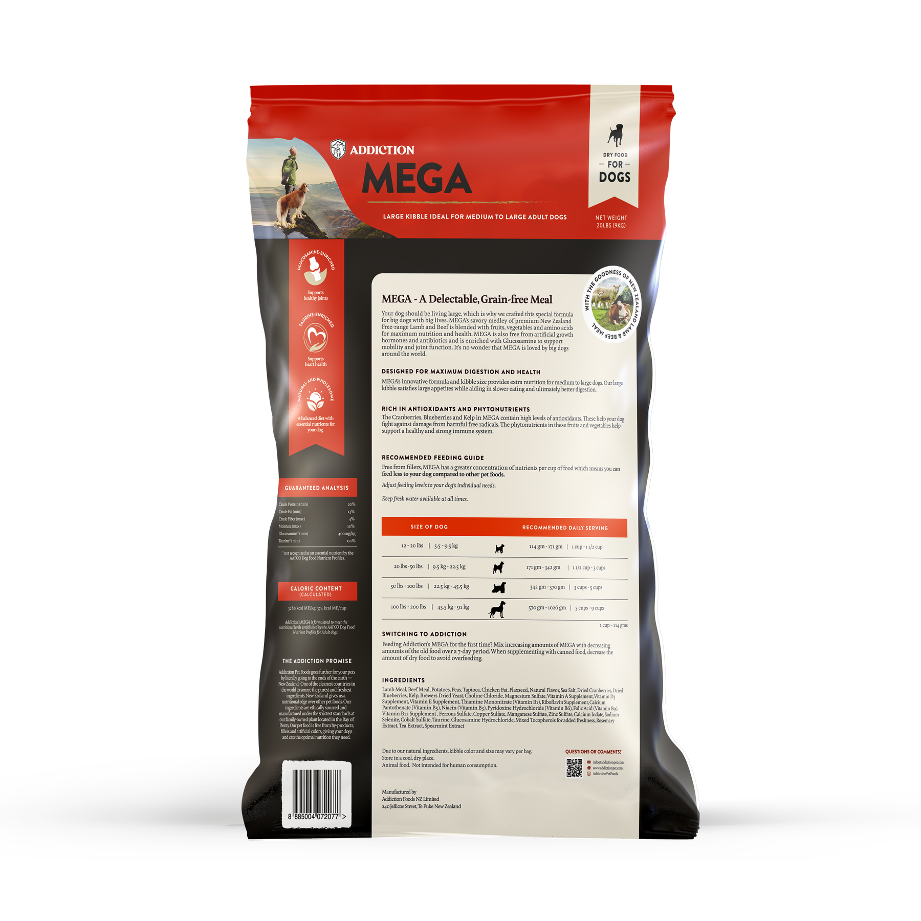 Addiction MEGA, Complete & Balanced, Lamb & Beef Dry Dog food for Medium to Large Dog