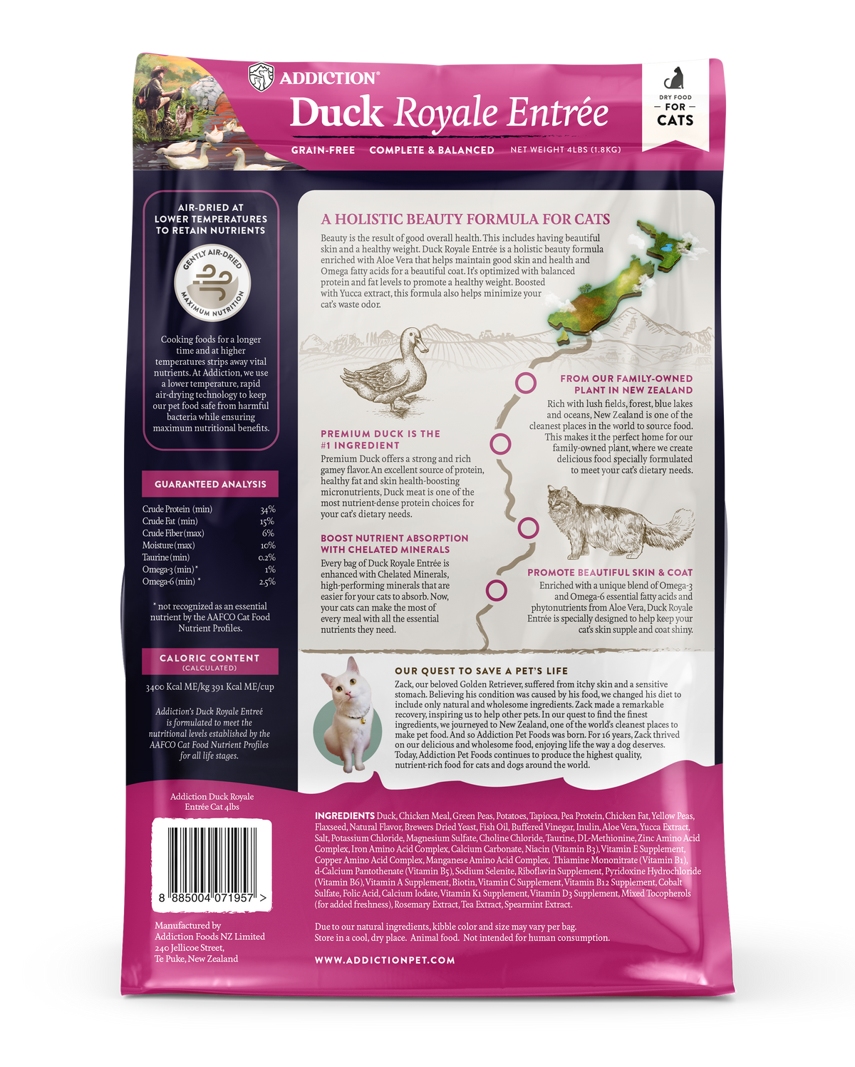Addiction Duck Royal Cat, Feline Beauty, Skin & Coat Dry Cat Food