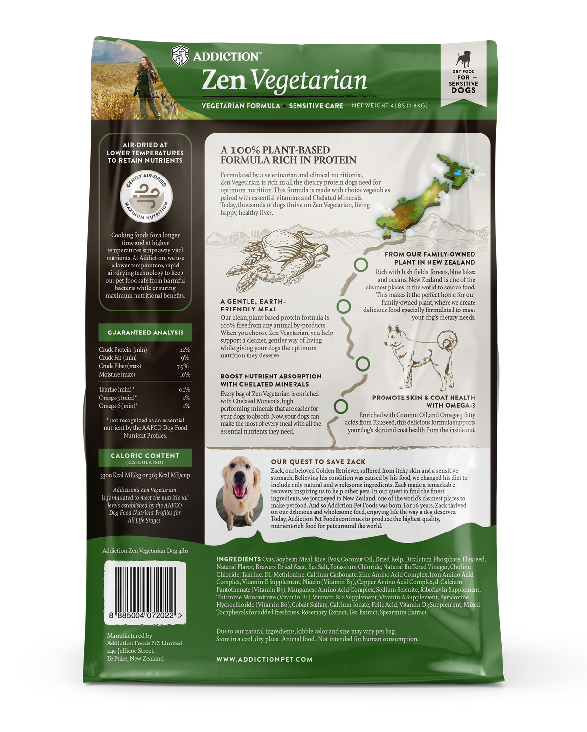 Addiction Zen Vegetarian, Sensitive Care, Plant-Based Dry Dog Food
