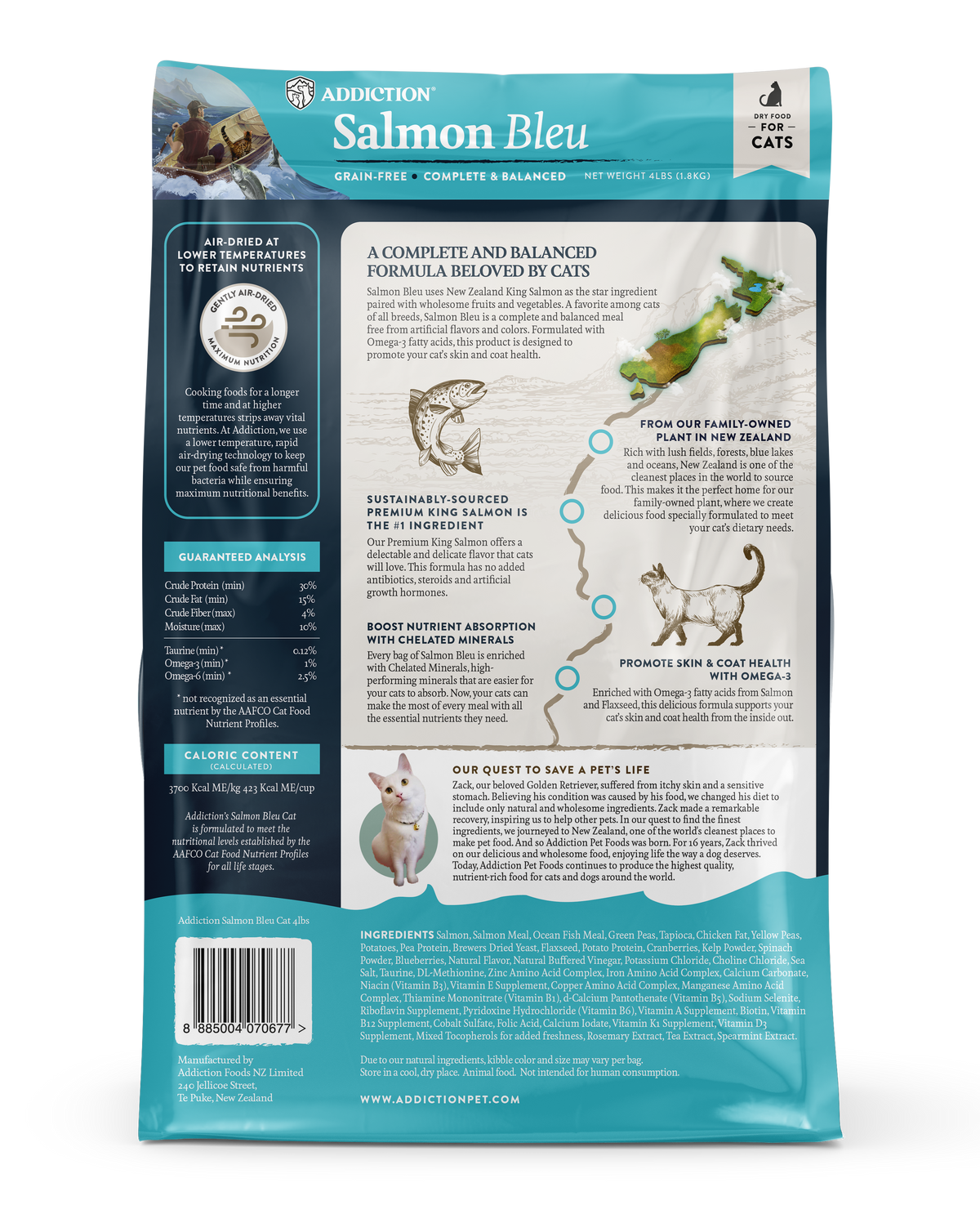 Addiction Salmon Bleu Cat, Complete & Balanced, Skin & Coat Dry Cat Food