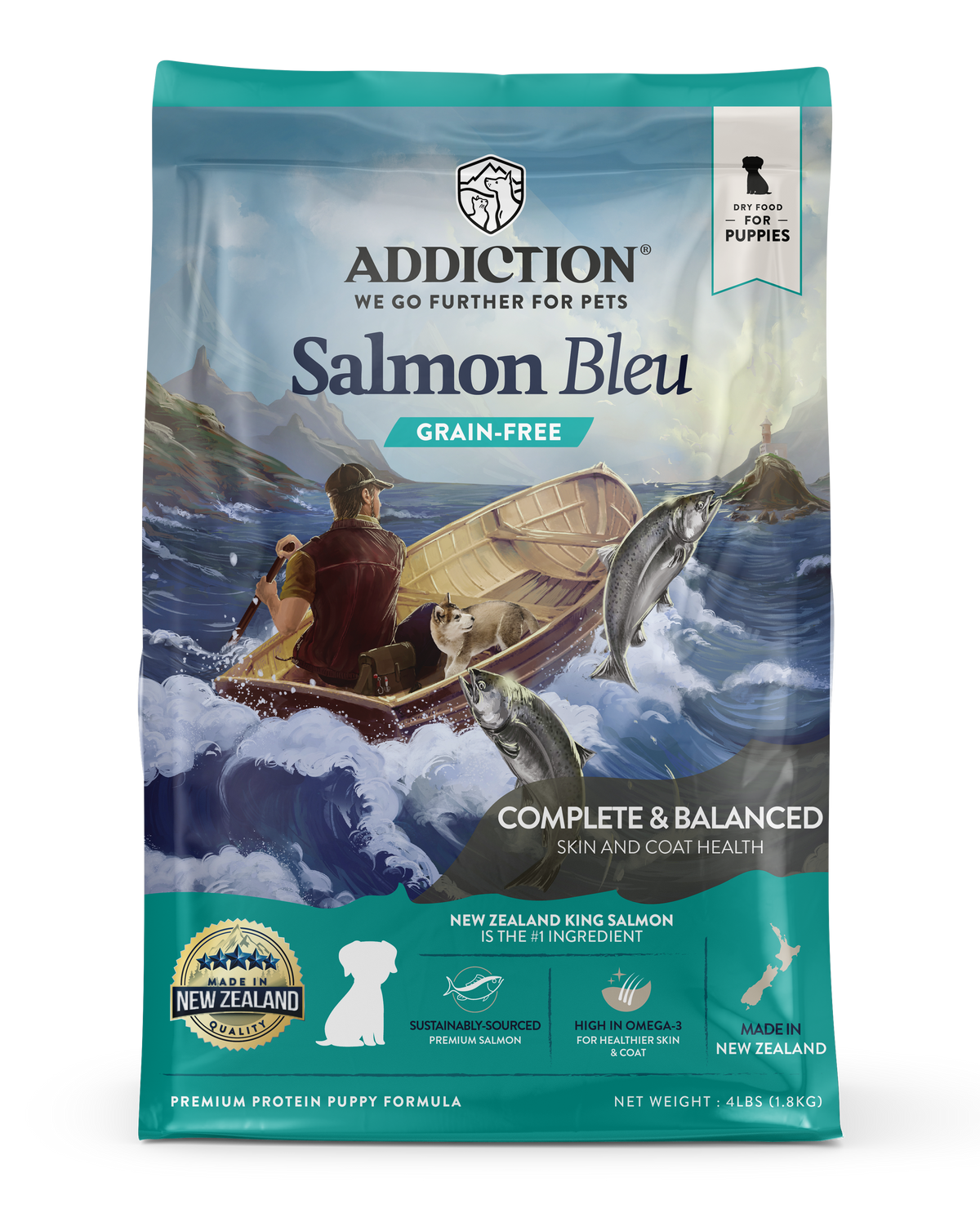 Addiction Salmon Bleu Puppy, Complete & Balanced, Skin & Coat Dry Puppy Food