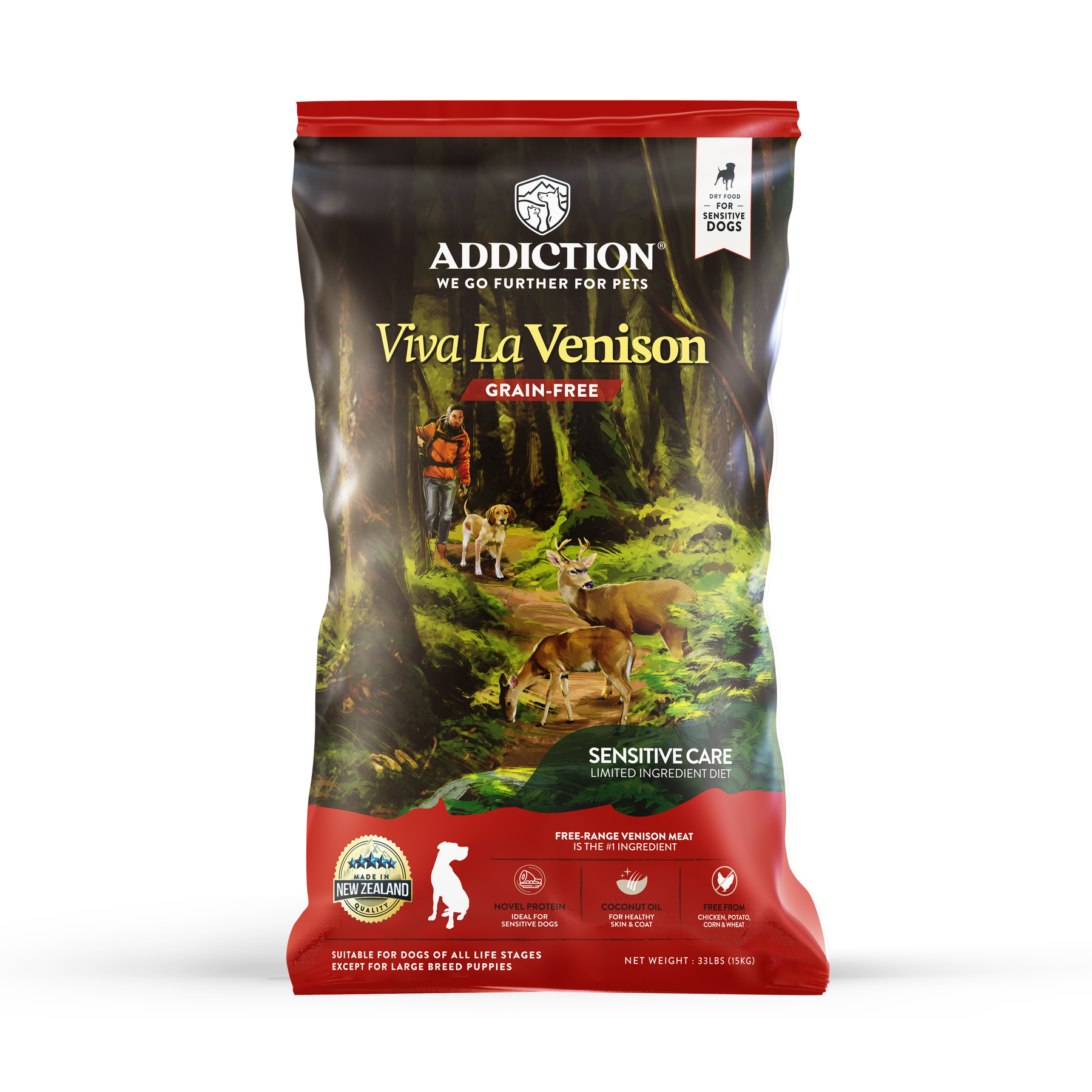 Addiction Viva La Venison, Sensitive Care, Novel Protein Dry Dog Food