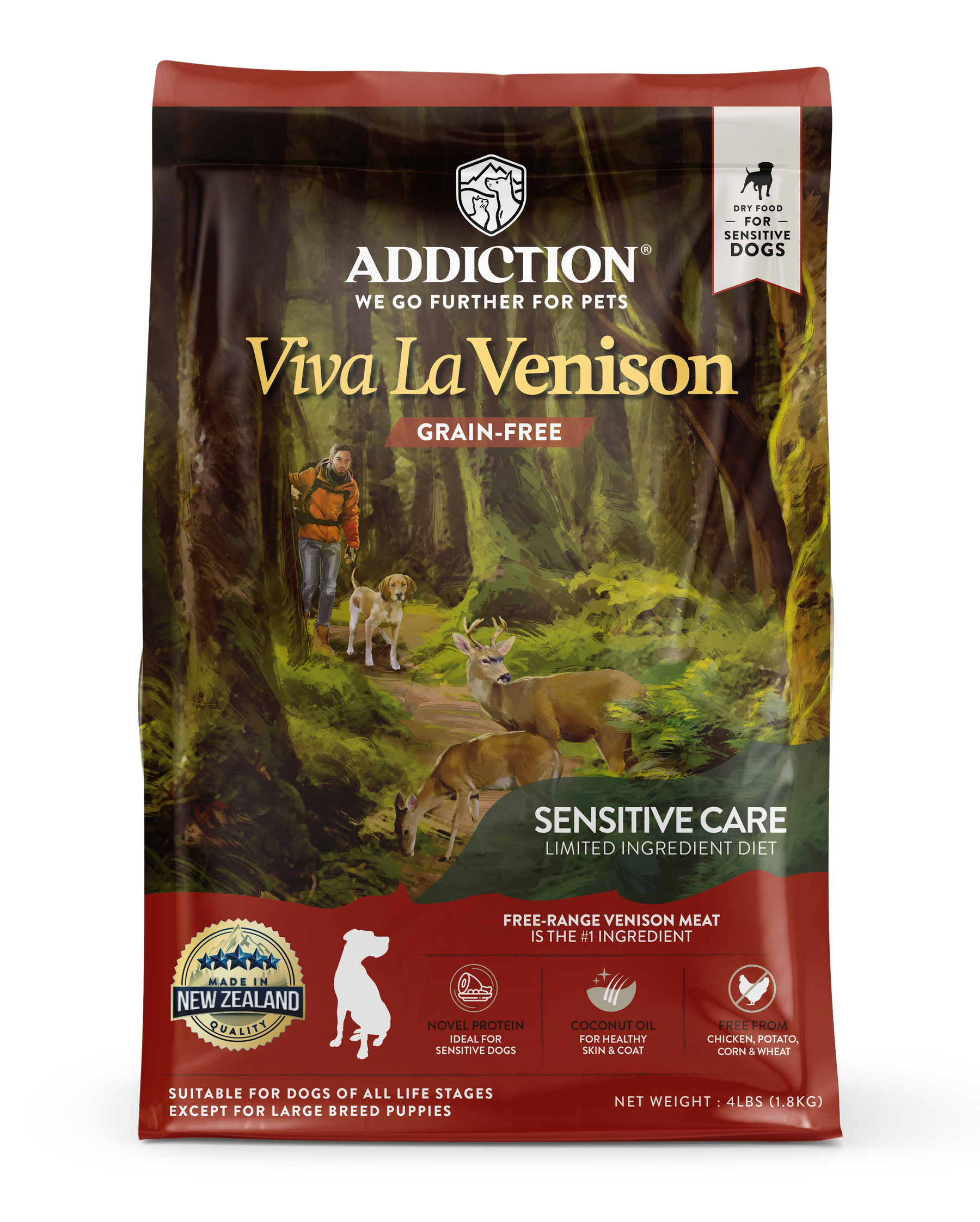Addiction Viva La Venison, Sensitive Care, Novel Protein Dry Dog Food